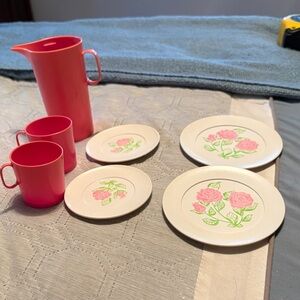 Vintage Chilton Floral Toy Tea Set with Pink Accents